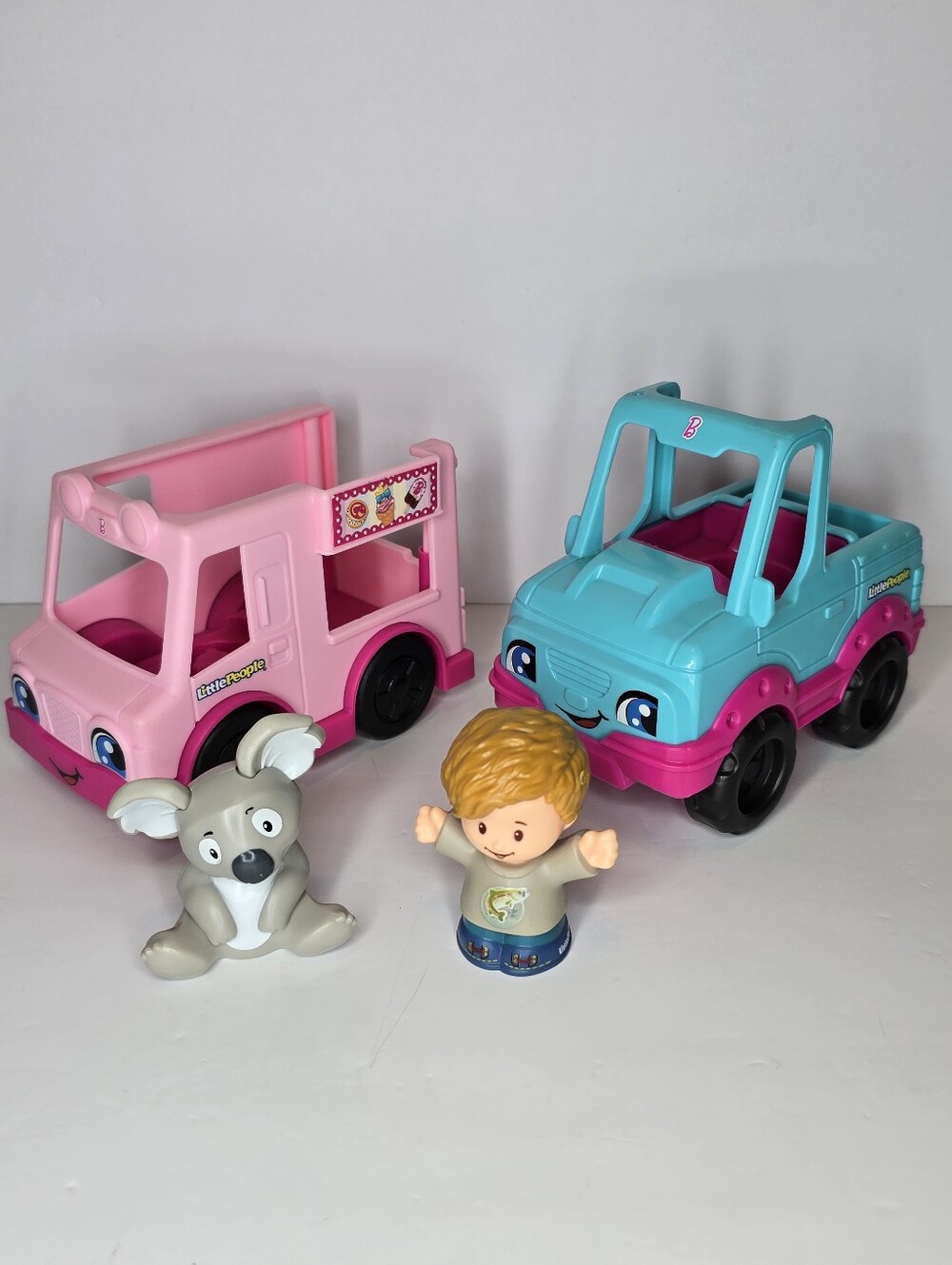 Fisher-Price Little People Barbie Ice Cream Truck SUV Figure Koala Toy Lot